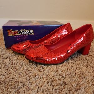 Ruby Red Sequin Low Heels